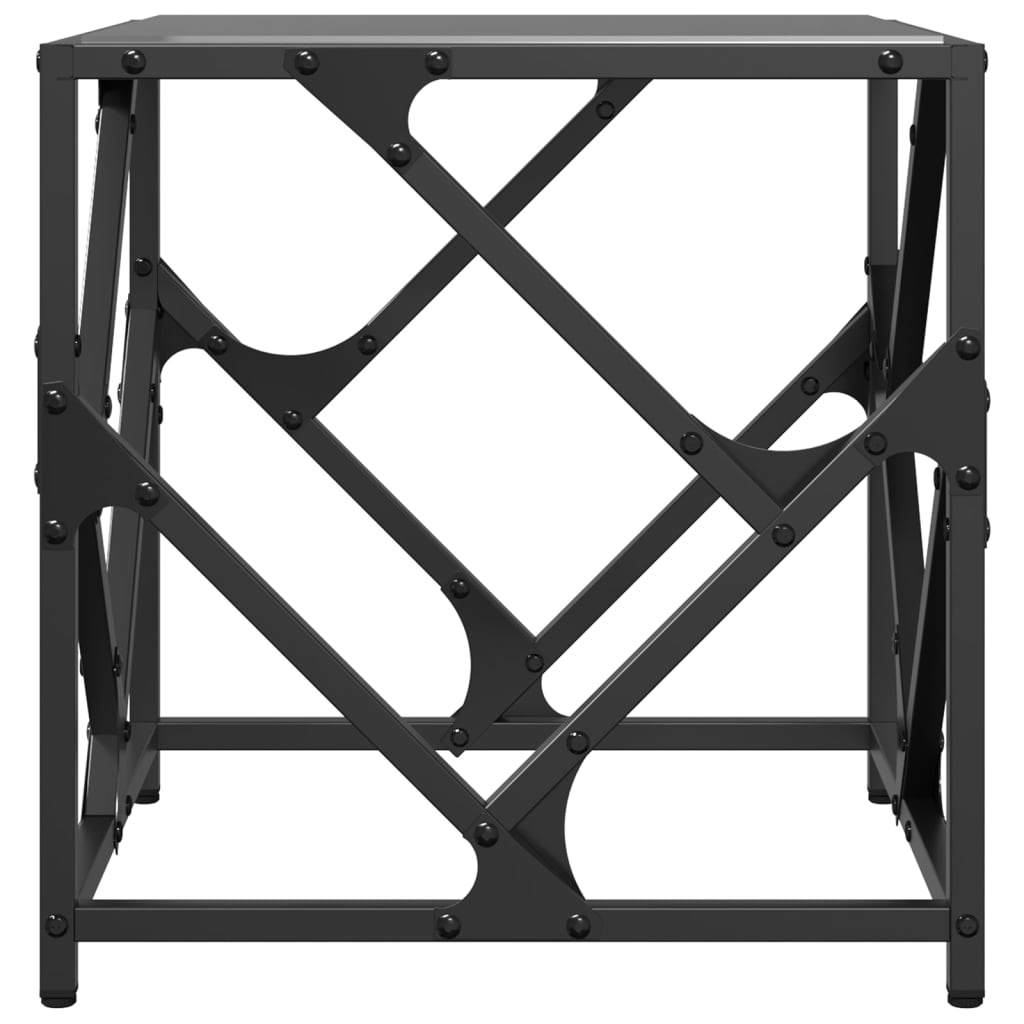 Table basse avec plateau en verre noir 40x40x41 cm en acier