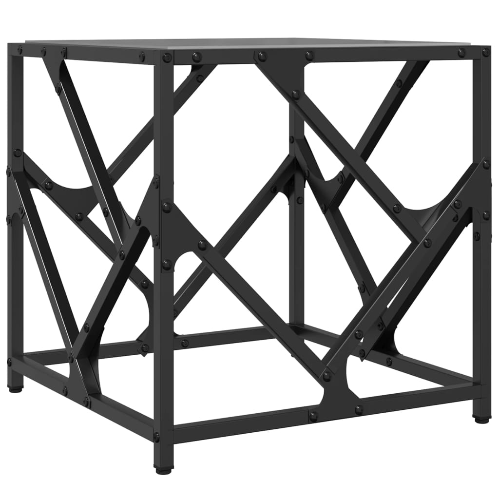 Table basse avec plateau en verre noir 40x40x41 cm en acier