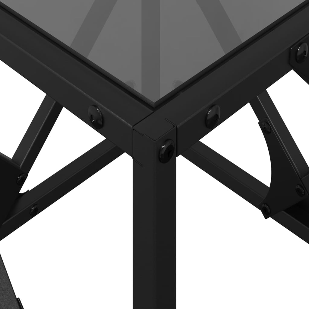 Table basse avec plateau en verre noir 40x40x41 cm en acier