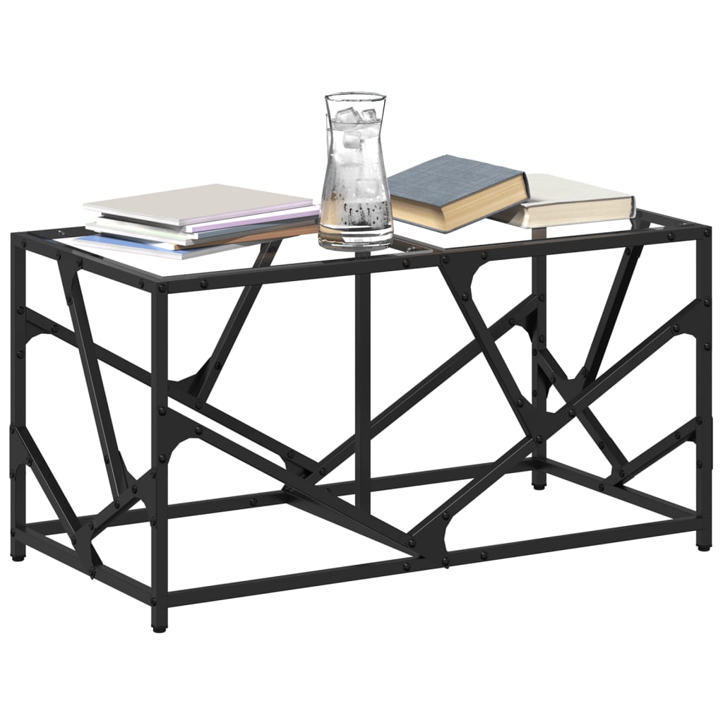 Table basse avec plateau en verre transparent 78,5x40x41 cm en acier