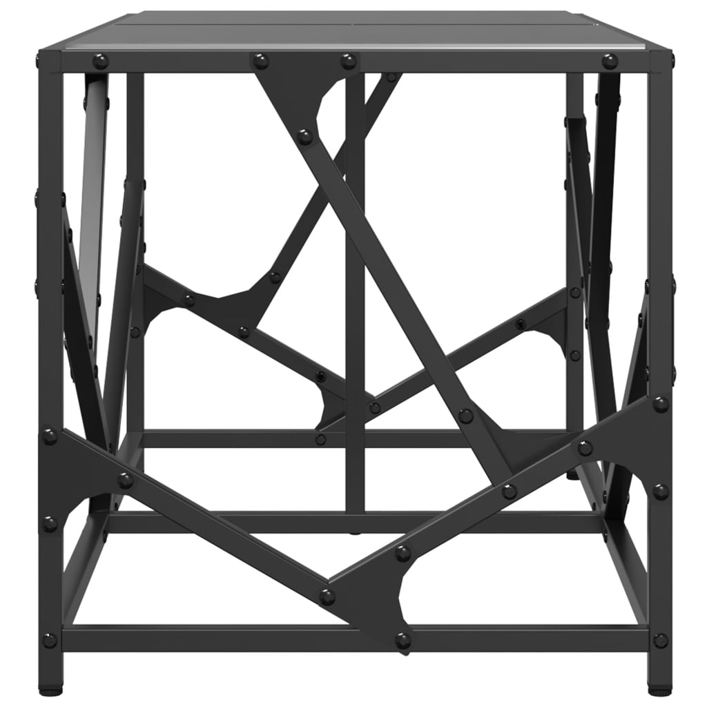 Table basse avec plateau en verre noir 78,5x40x41 cm acier