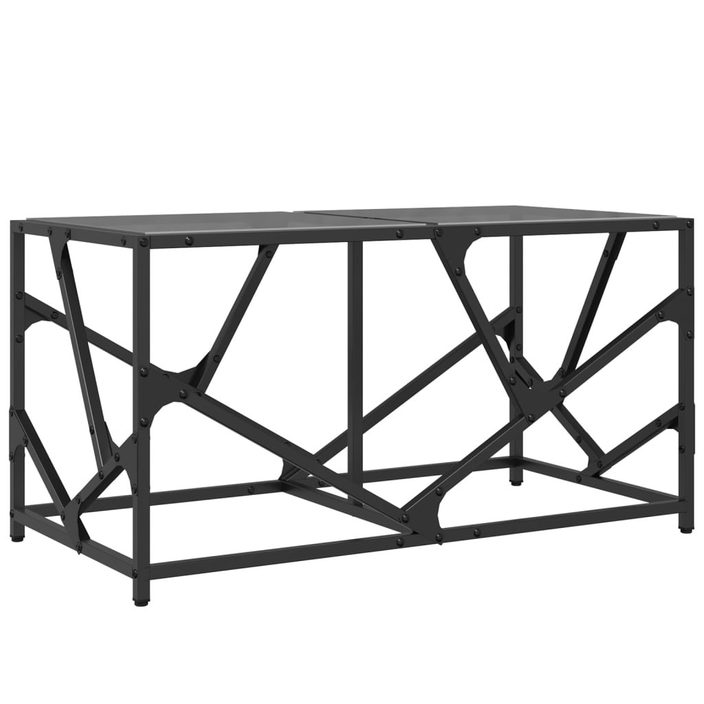 Table basse avec plateau en verre noir 78,5x40x41 cm acier