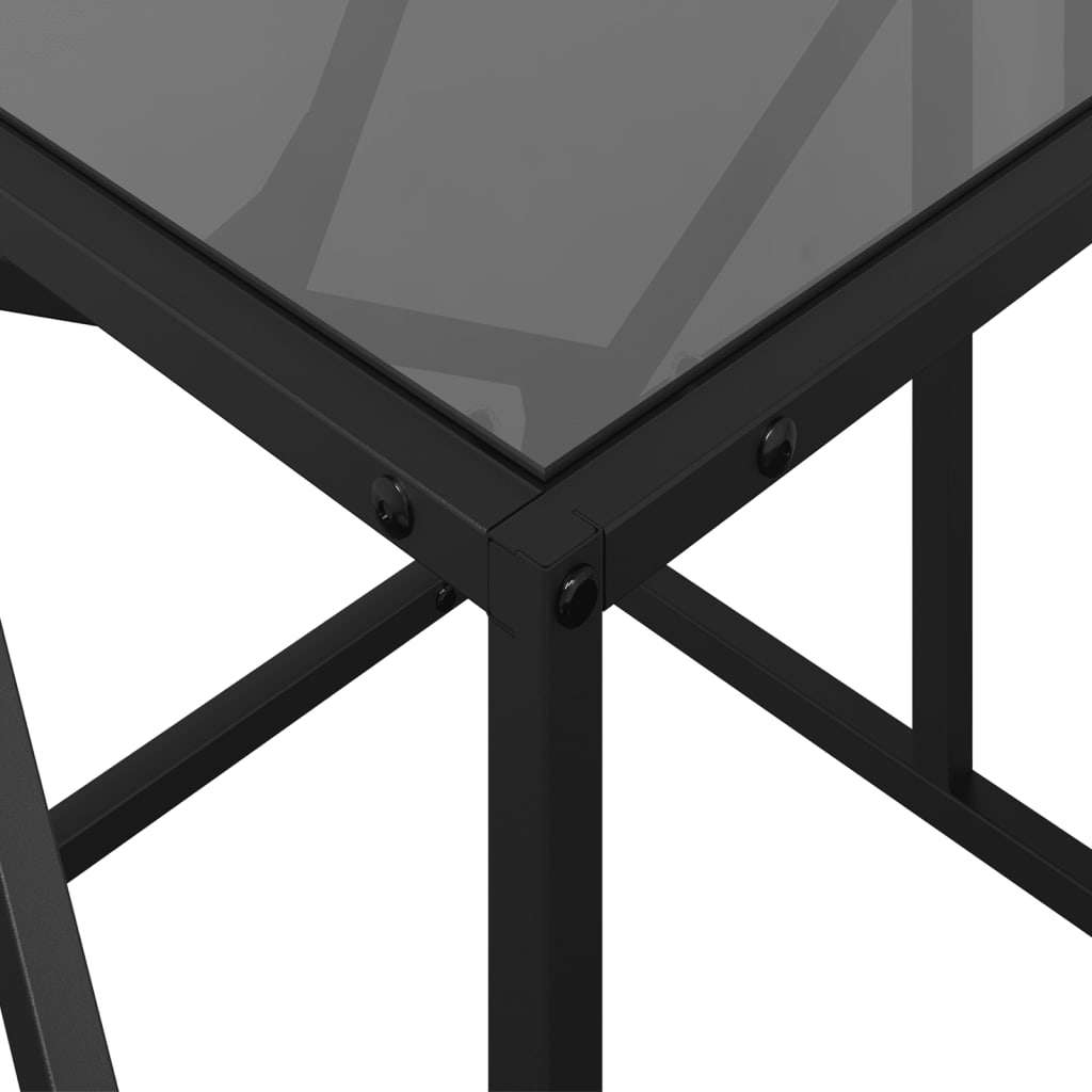 Table basse avec plateau en verre noir 78,5x40x41 cm acier