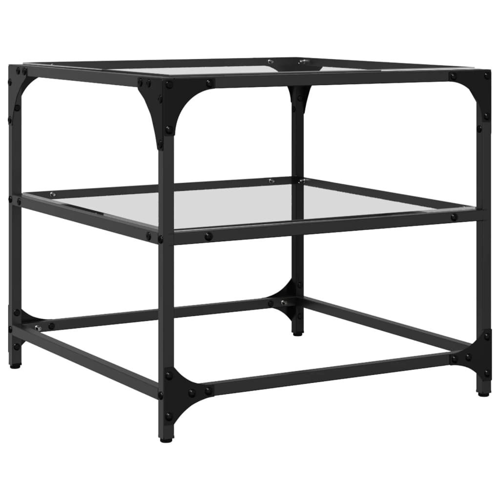 Coffee tables with glass tops 2 pcs. Transparent 50x50x45cm steel
