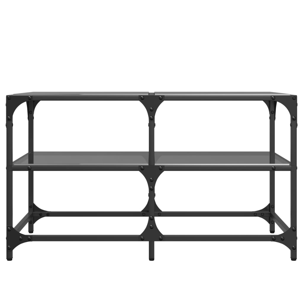 Table basse avec plateau en verre noir 78,5x40x45 cm acier