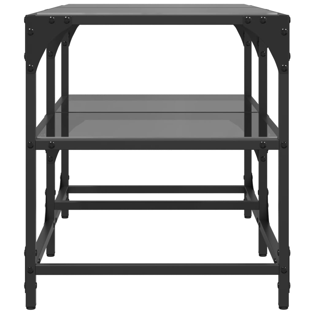 Table basse avec plateau en verre noir 78,5x40x45 cm acier