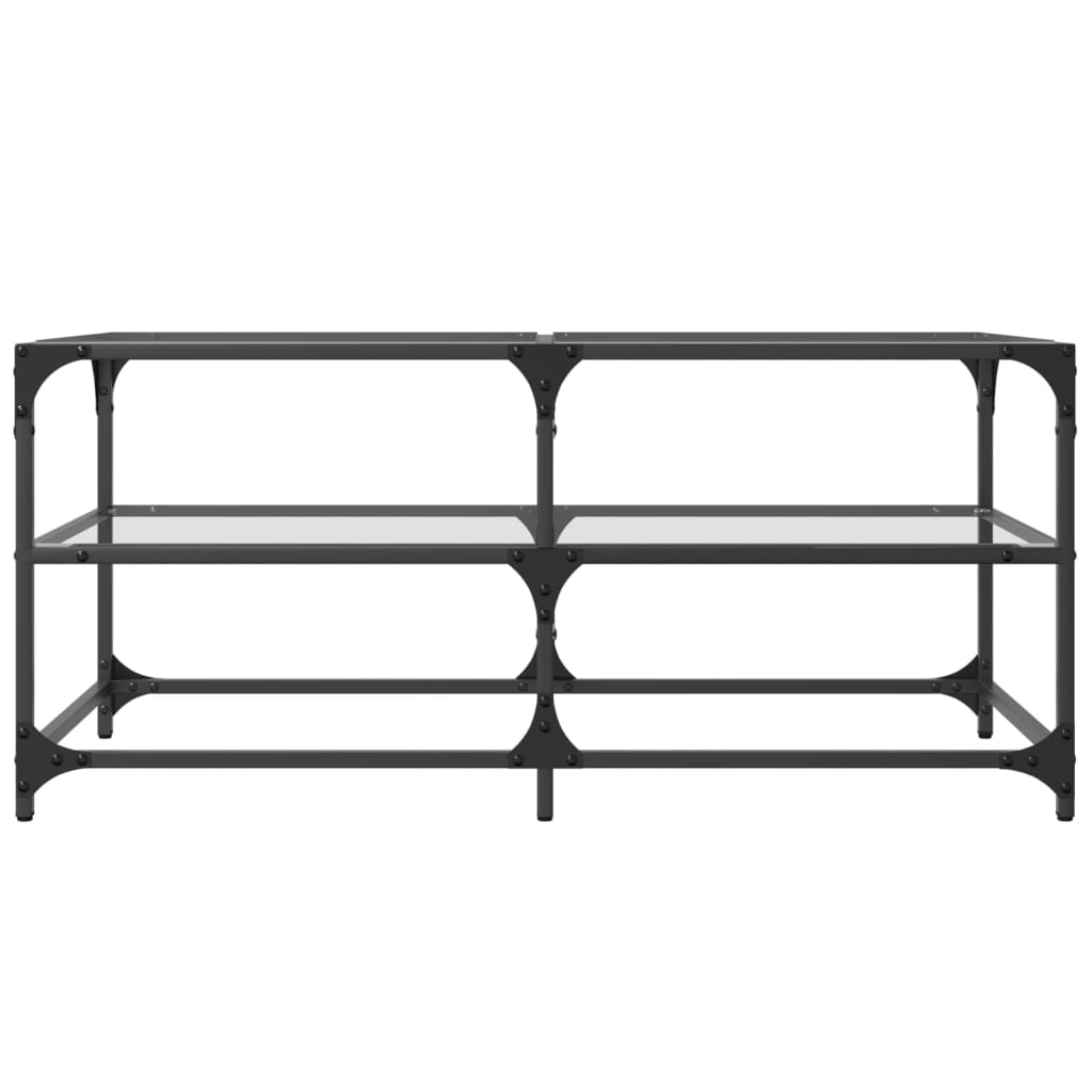 Table basse avec plateau en verre transparent 98,5x50x45 cm en acier