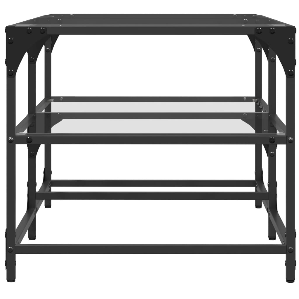 Table basse avec plateau en verre transparent 98,5x50x45 cm en acier