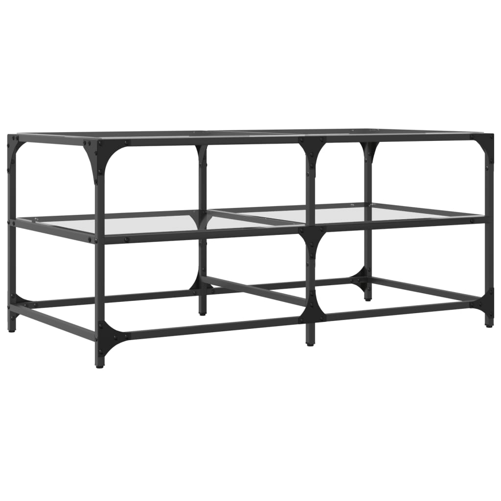 Table basse avec plateau en verre transparent 98,5x50x45 cm en acier