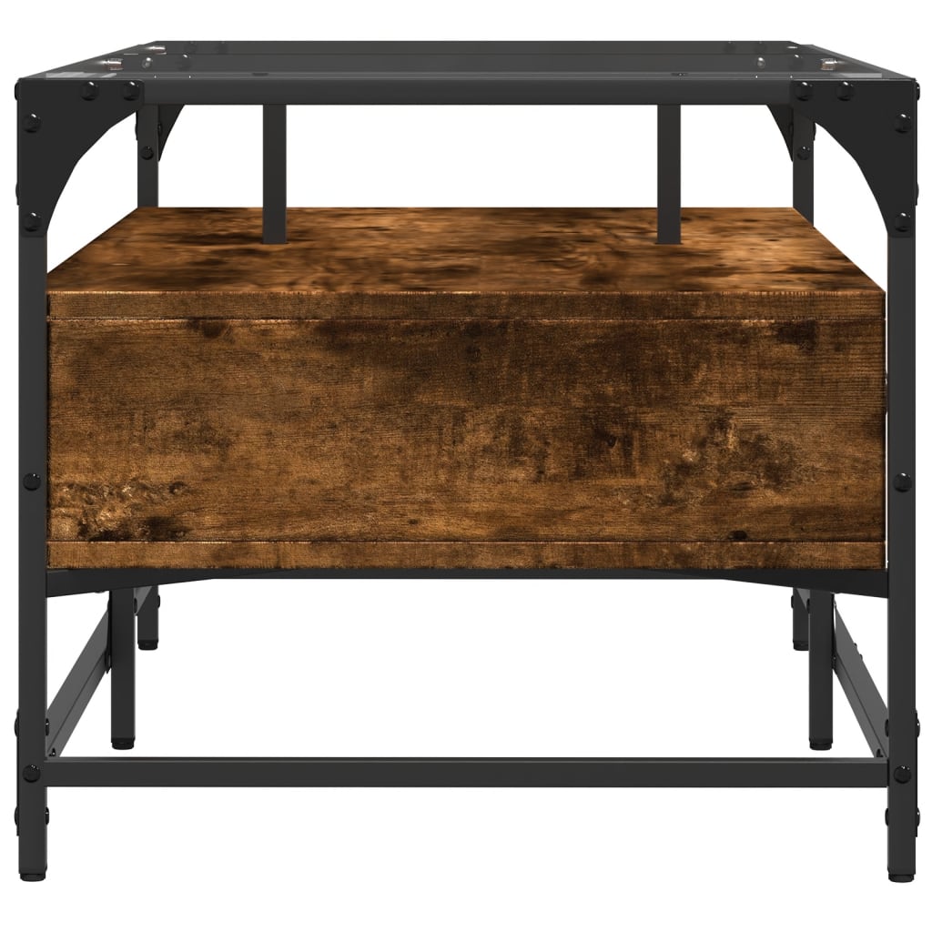 Table basse avec plateau en verre chêne fumé 98,5x50x45 cm acier
