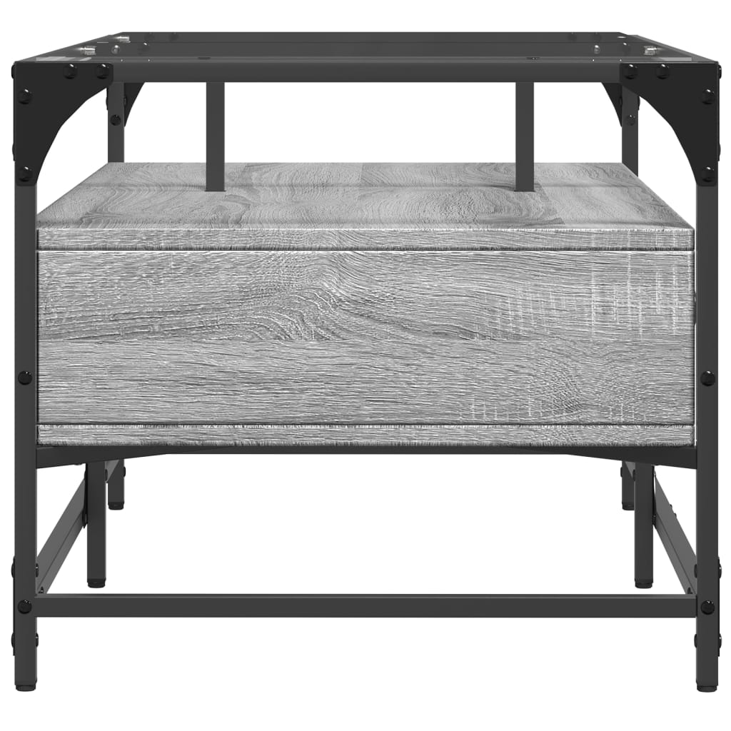 Table basse avec plateau en verre Gris Sonoma 98,5x50x45 cm acier