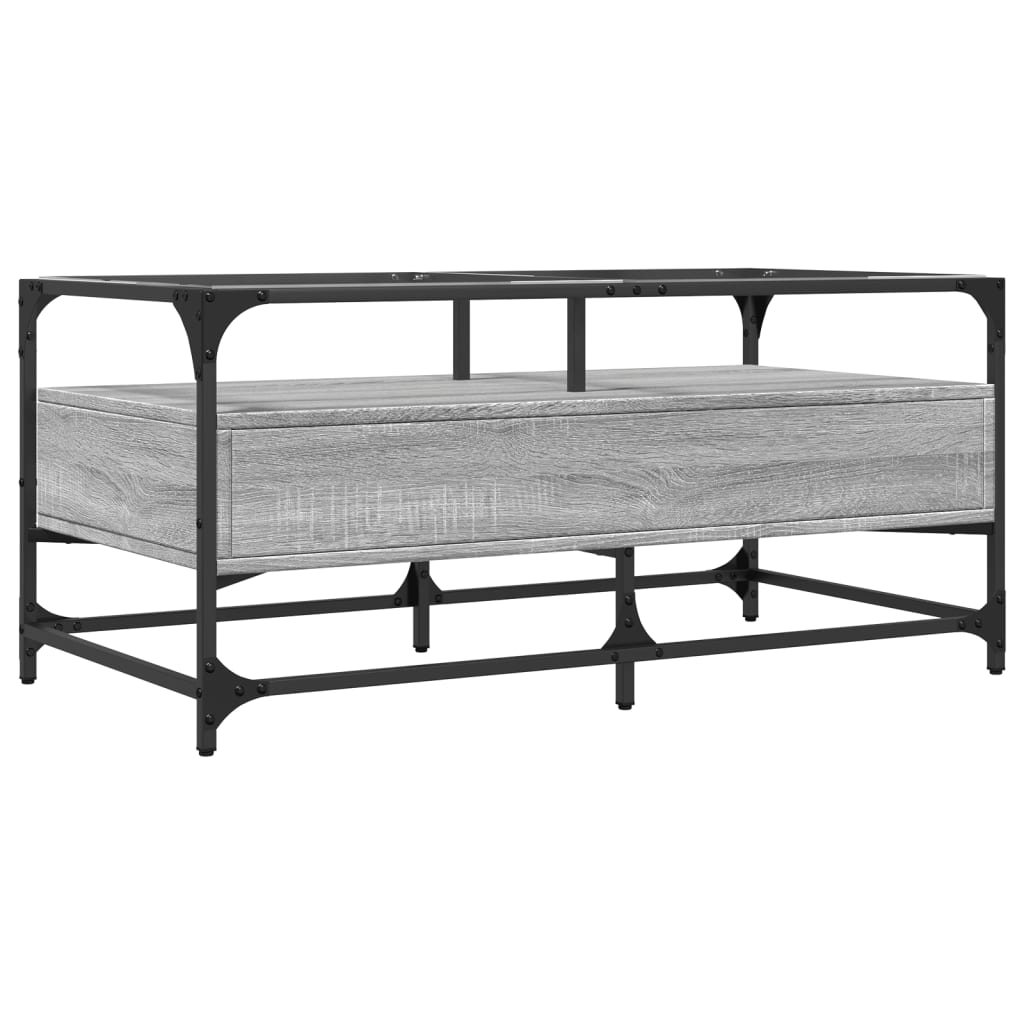 Table basse avec plateau en verre Gris Sonoma 98,5x50x45 cm acier