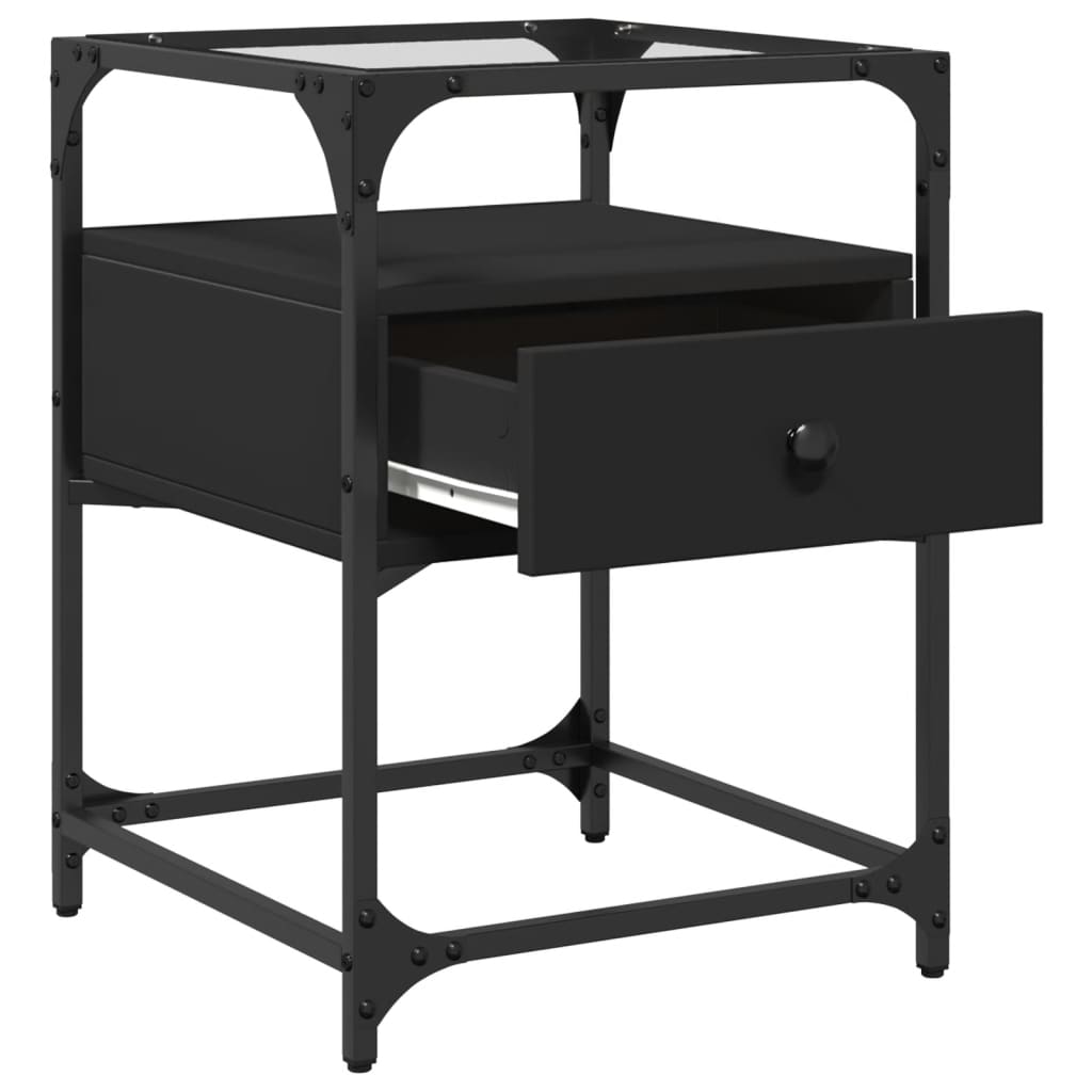 Bedside Table Black 40x40x55 cm Wood Material