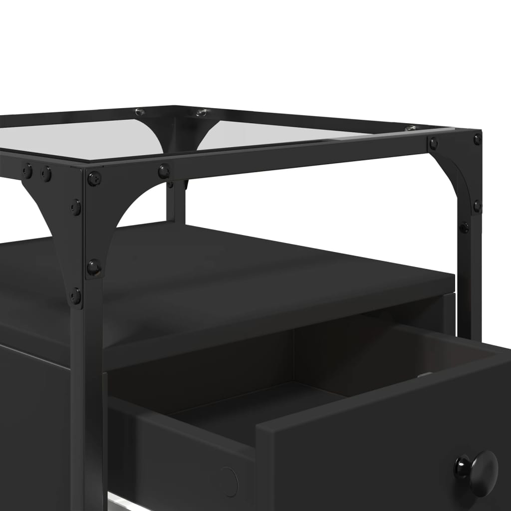 Bedside Table Black 40x40x55 cm Wood Material