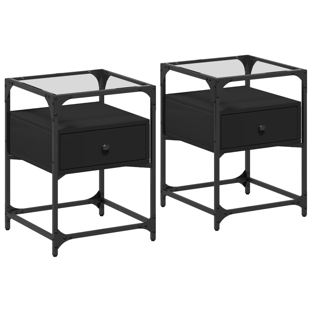 Tables de chevet 2 pcs. Noir 40x40x55 cm en bois