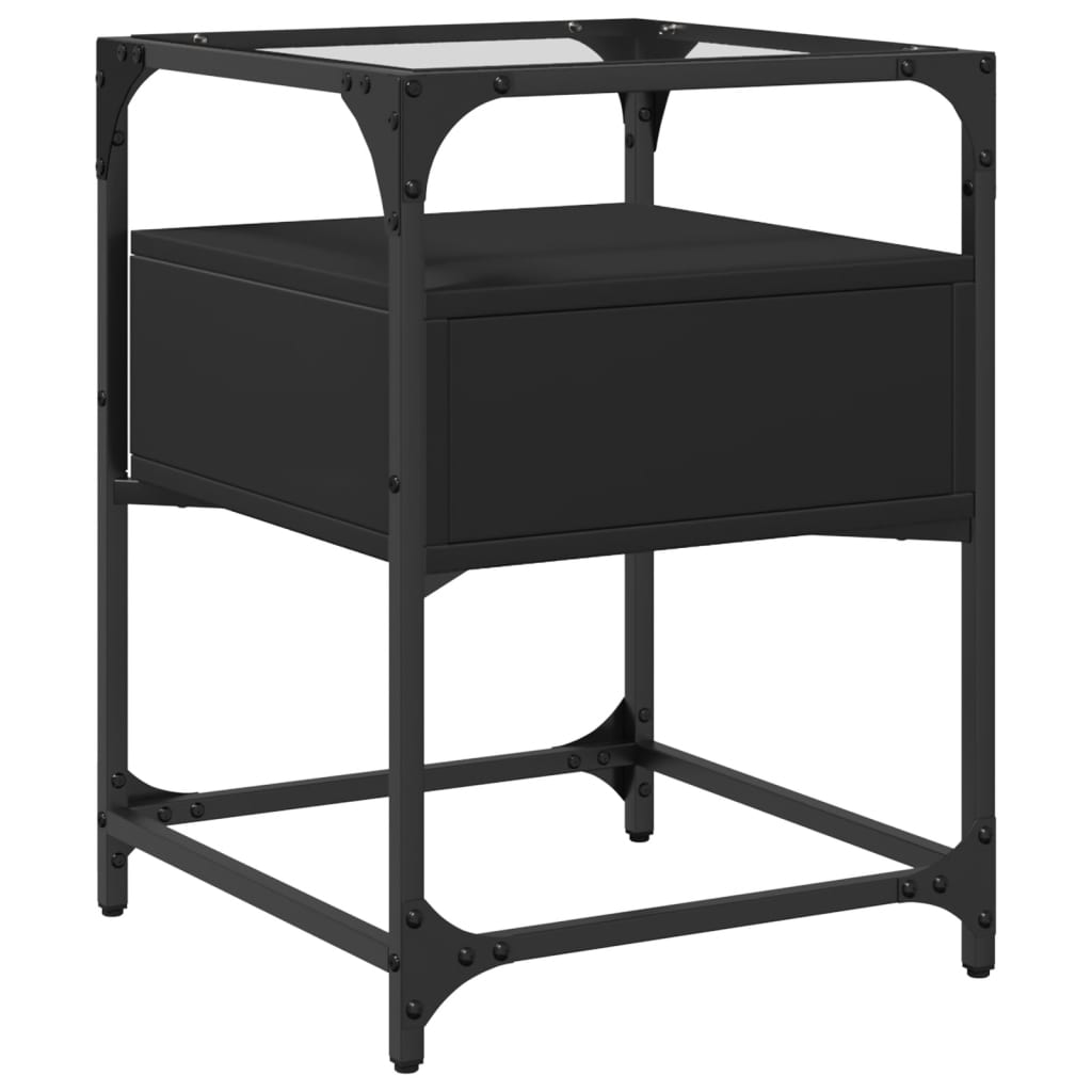 Tables de chevet 2 pcs. Noir 40x40x55 cm en bois