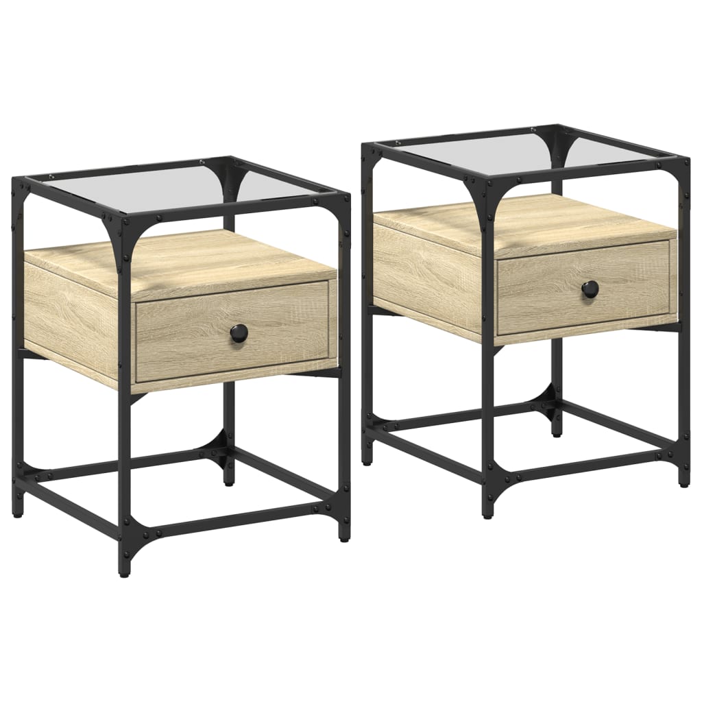 Tables de chevet 2 pcs. Chêne Sonoma 40x40x55 cm matériau bois