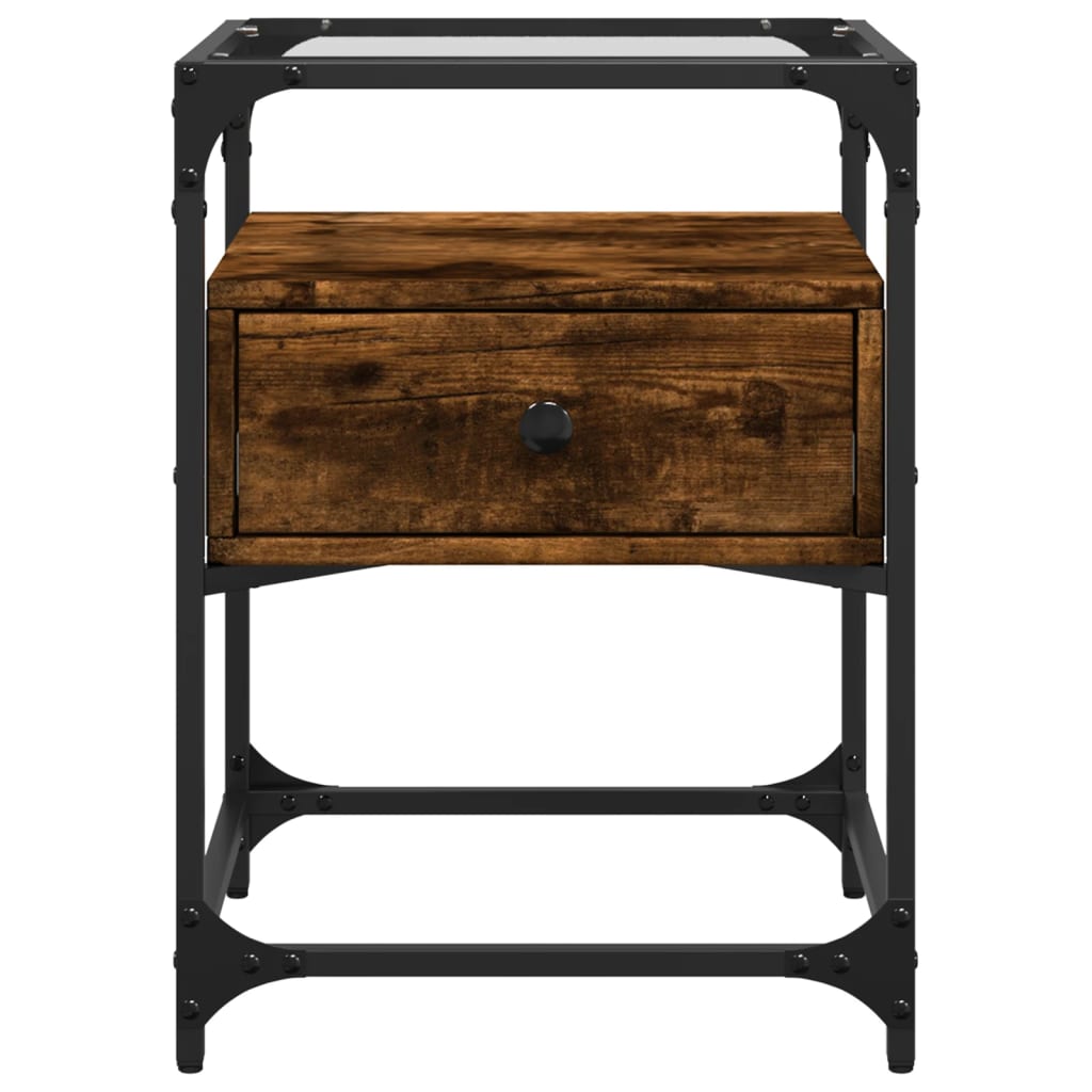 Bedside table smoked oak 40x40x55 cm wood material