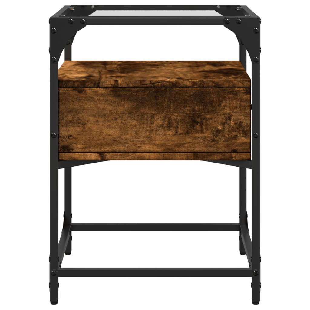 Bedside table smoked oak 40x40x55 cm wood material