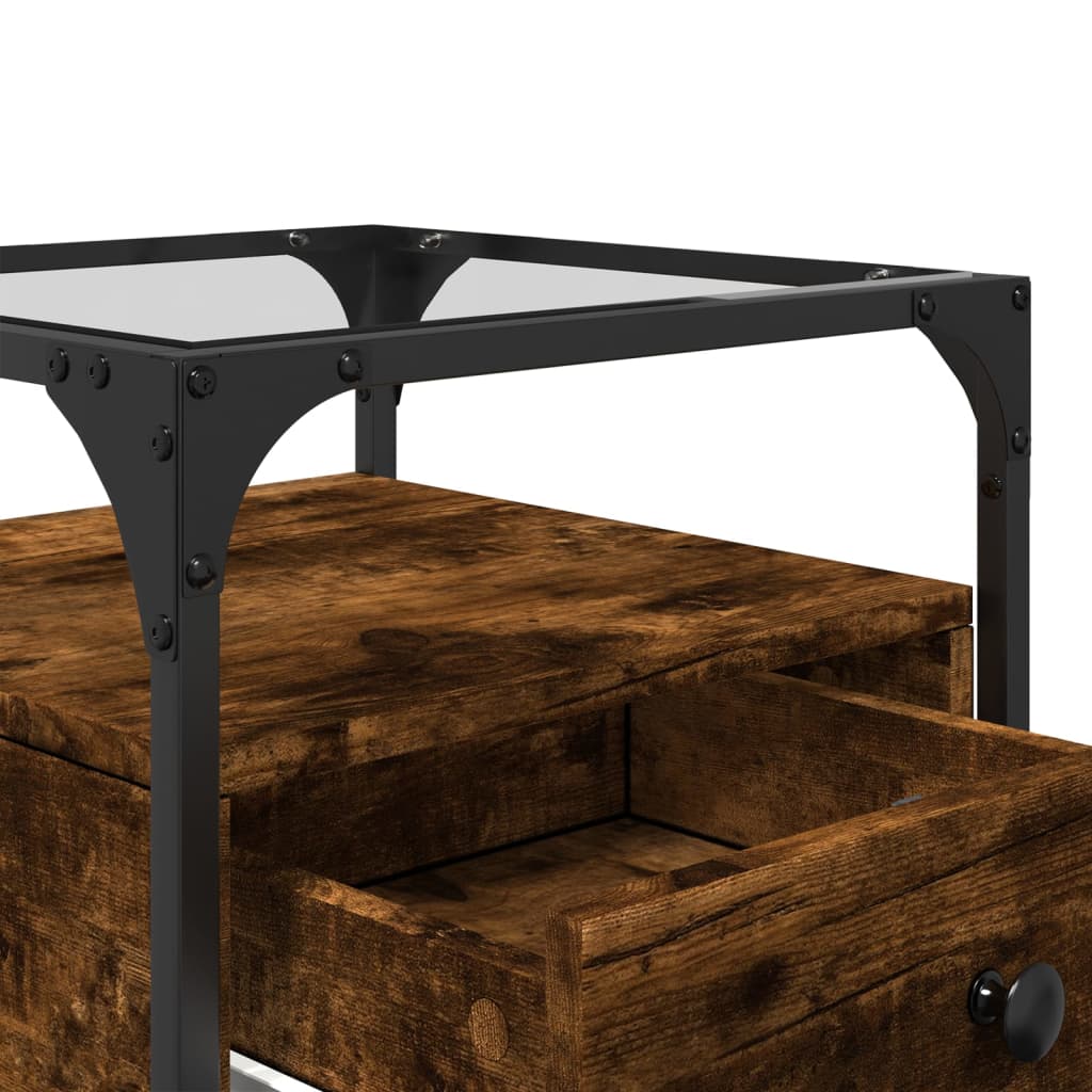 Bedside table smoked oak 40x40x55 cm wood material