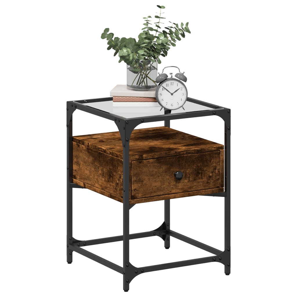 Tables de chevet 2 pcs. chêne fumé 40x40x55 cm matériau bois