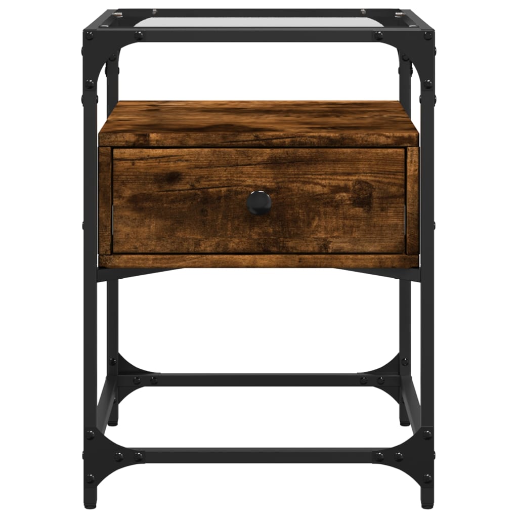 Tables de chevet 2 pcs. chêne fumé 40x40x55 cm matériau bois