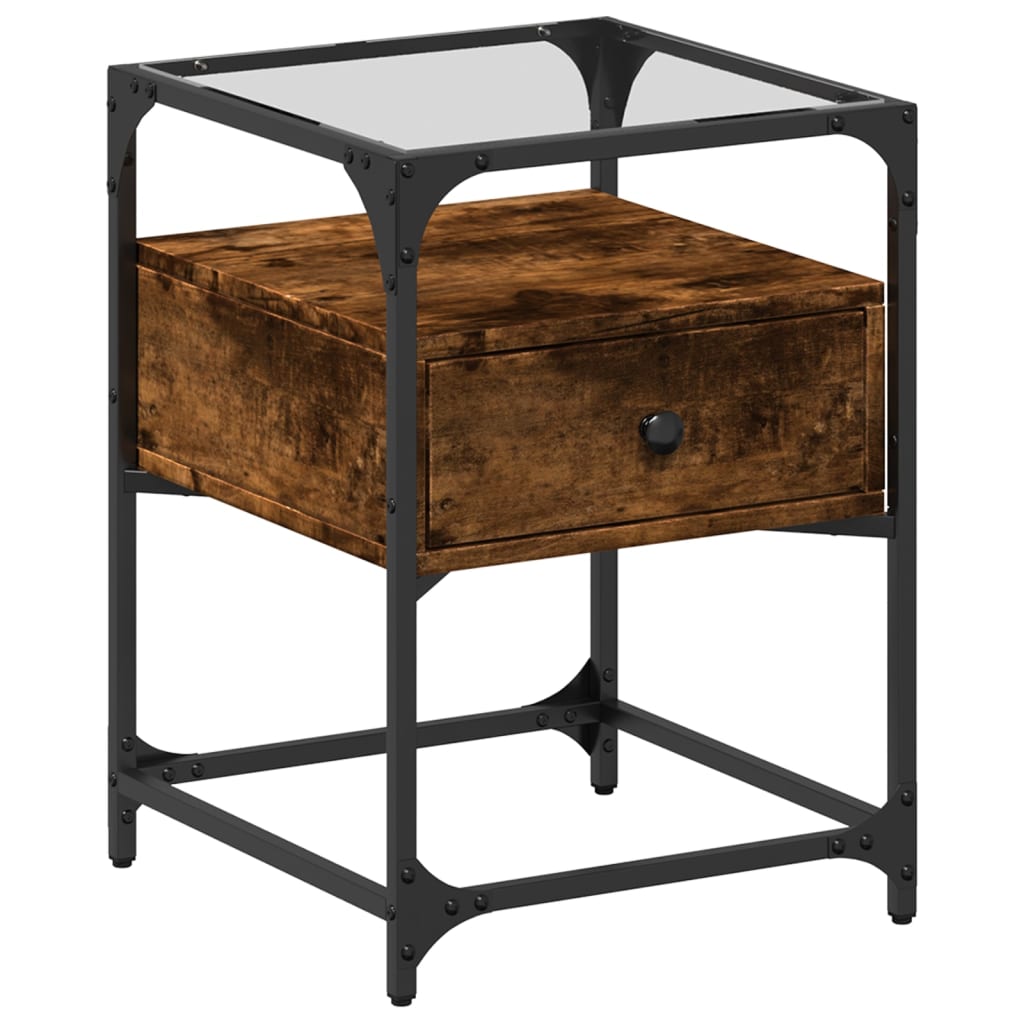 Tables de chevet 2 pcs. chêne fumé 40x40x55 cm matériau bois