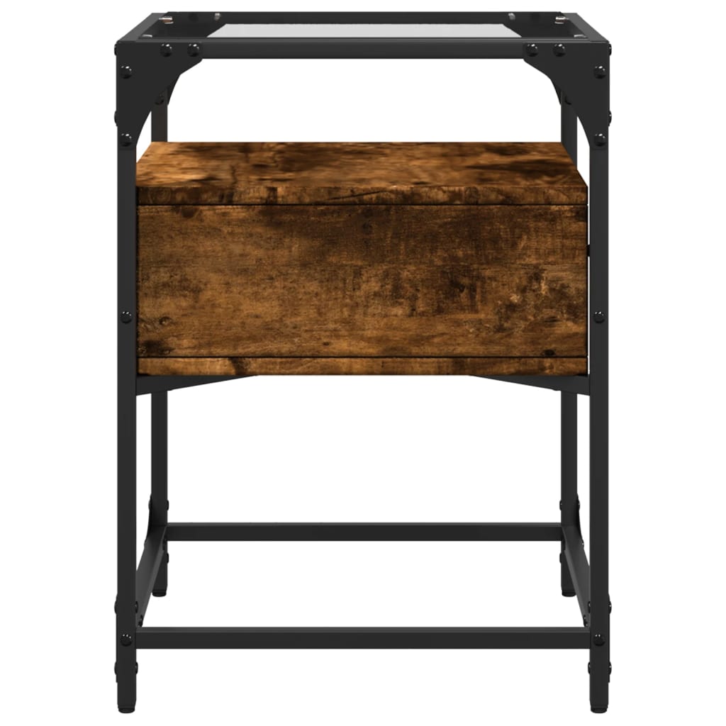 Tables de chevet 2 pcs. chêne fumé 40x40x55 cm matériau bois