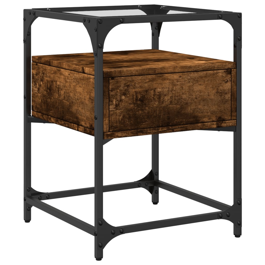 Tables de chevet 2 pcs. chêne fumé 40x40x55 cm matériau bois