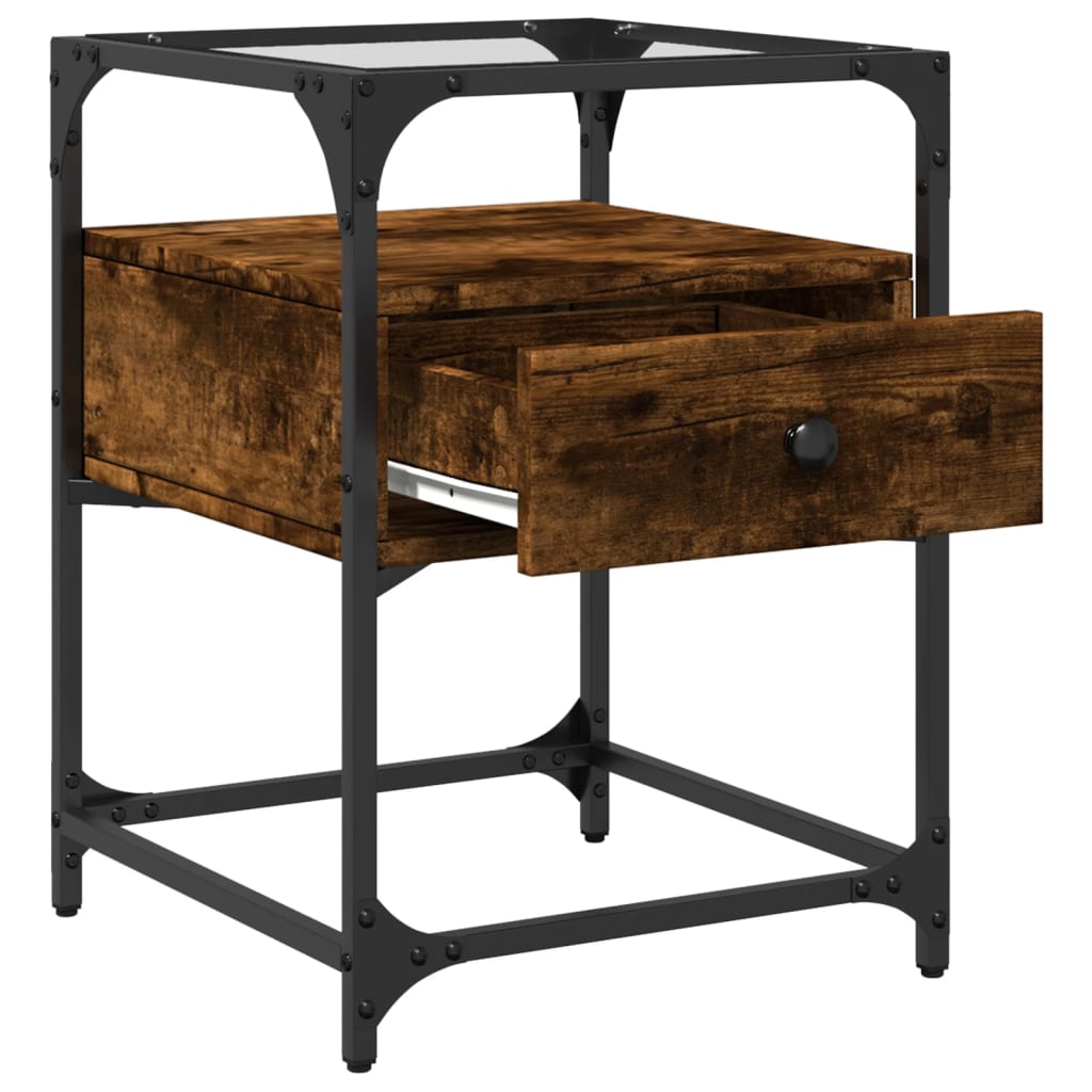 Tables de chevet 2 pcs. chêne fumé 40x40x55 cm matériau bois