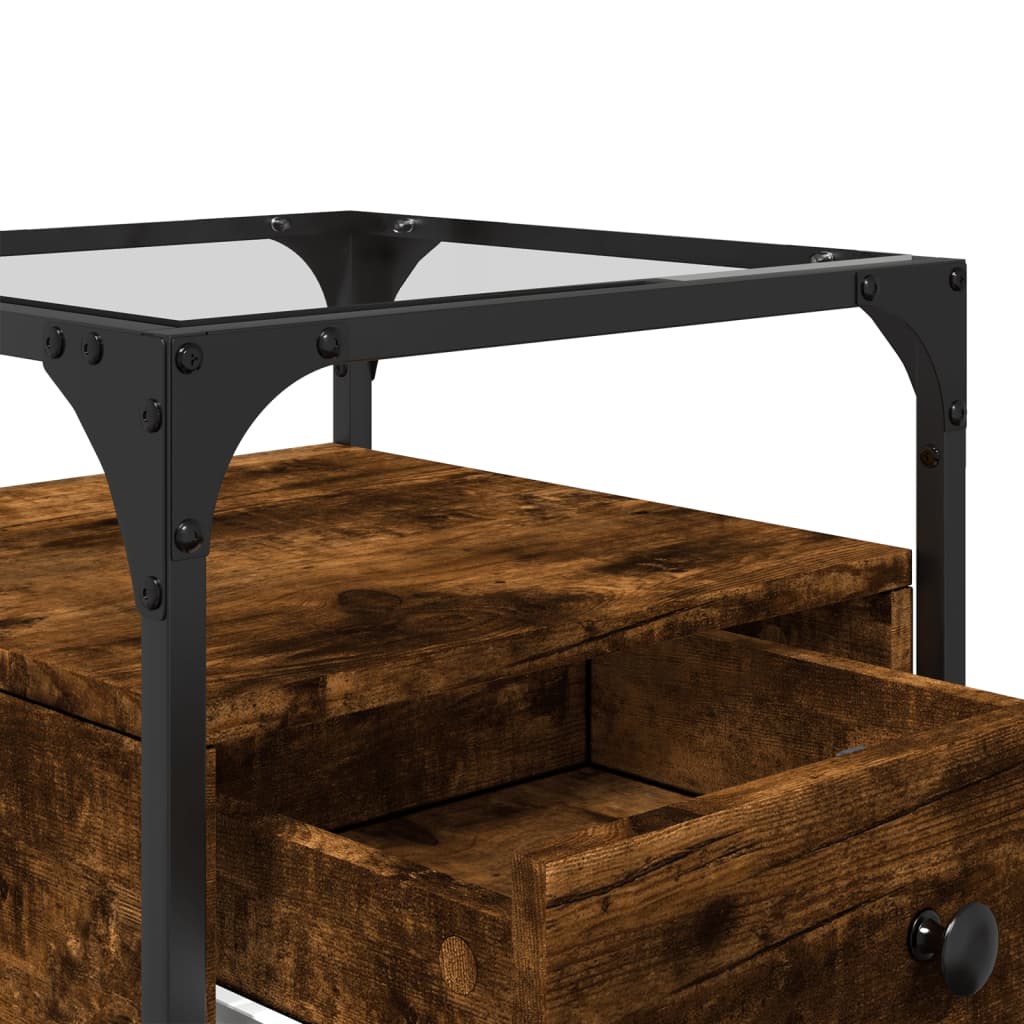 Tables de chevet 2 pcs. chêne fumé 40x40x55 cm matériau bois