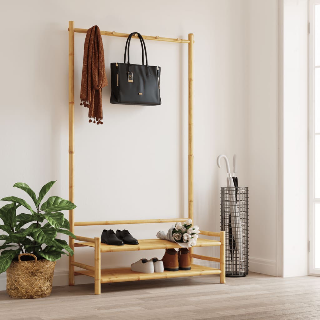 Clothes rack with shelves 103x40x183 cm bamboo