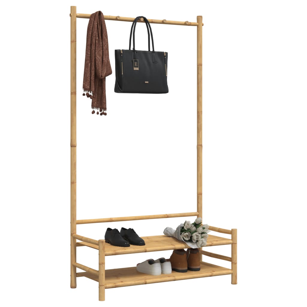 Clothes rack with shelves 103x40x183 cm bamboo