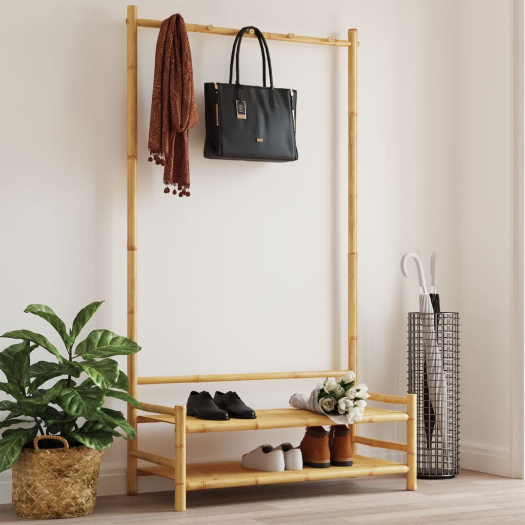 Clothes rack with shelves 103x40x183 cm bamboo