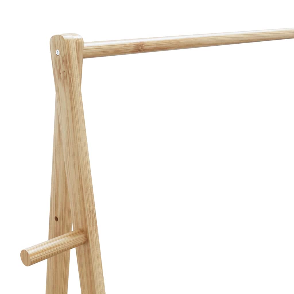 Clothes rack with shelves and wheels 132x45.5x155.5 cm bamboo