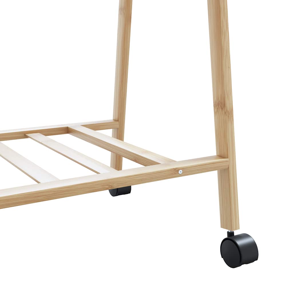 Clothes rack with shelves and wheels 132x45.5x155.5 cm bamboo