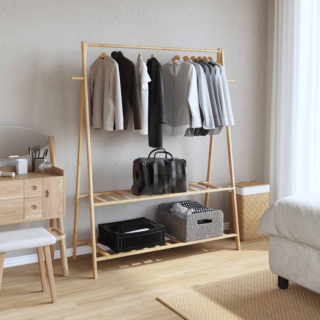 Clothes rack with shelves 132x45.5x150.5 cm bamboo