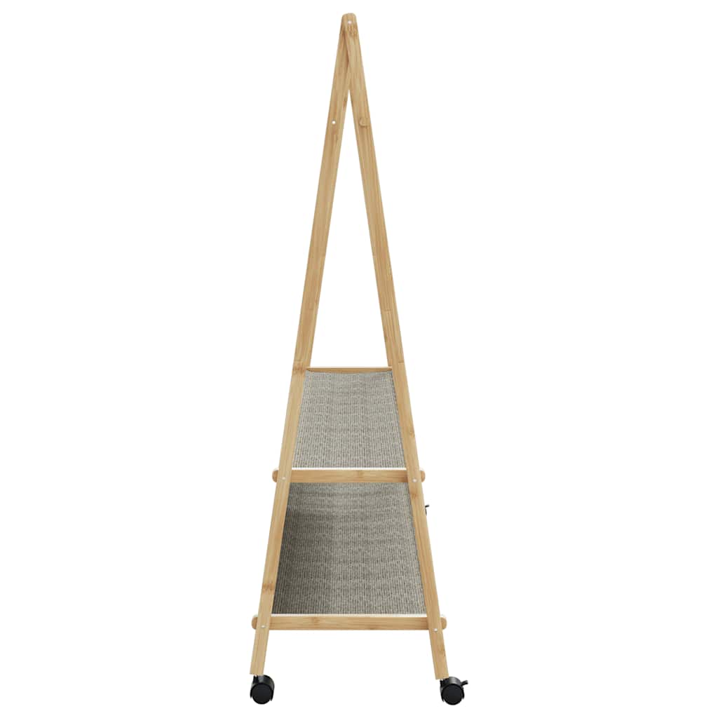 Portant à vêtements avec étagères et roulettes 132x45,5x155,5 cm en bambou