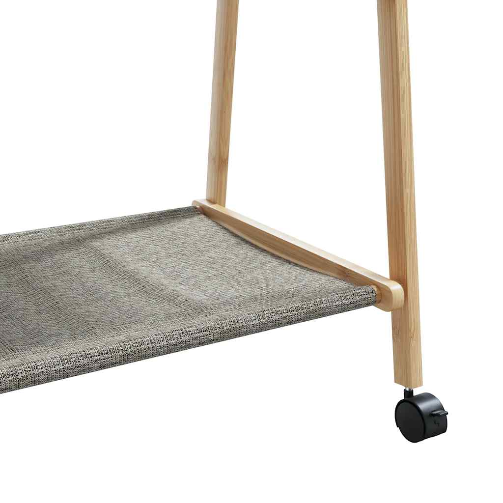 Portant à vêtements avec étagères et roulettes 132x45,5x155,5 cm en bambou
