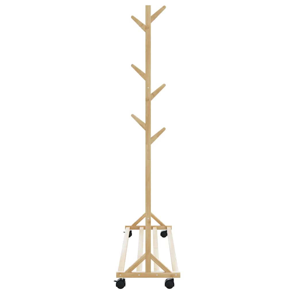 Clothes rack with hooks and wheels 100x35x157 cm bamboo