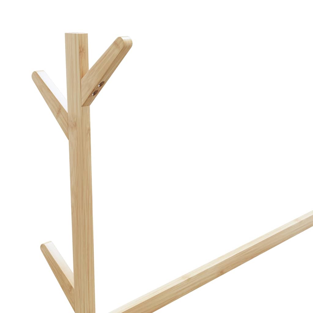 Clothes rack with hooks and wheels 100x35x157 cm bamboo