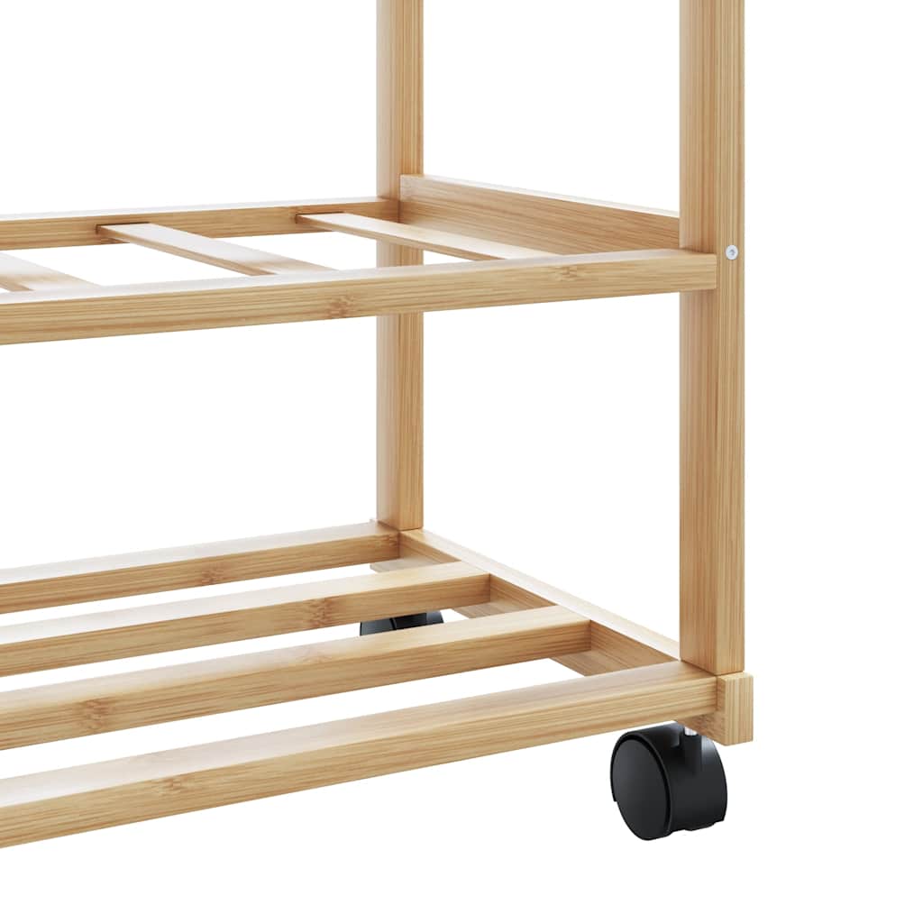 Clothes rack with shelves and wheels 100x38x175.5 cm bamboo