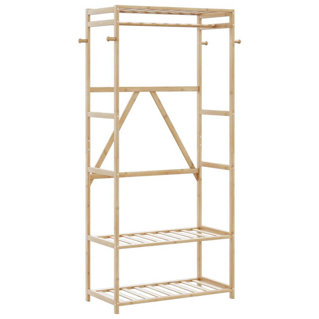 Clothes rack with shelves 80x40x175 cm bamboo