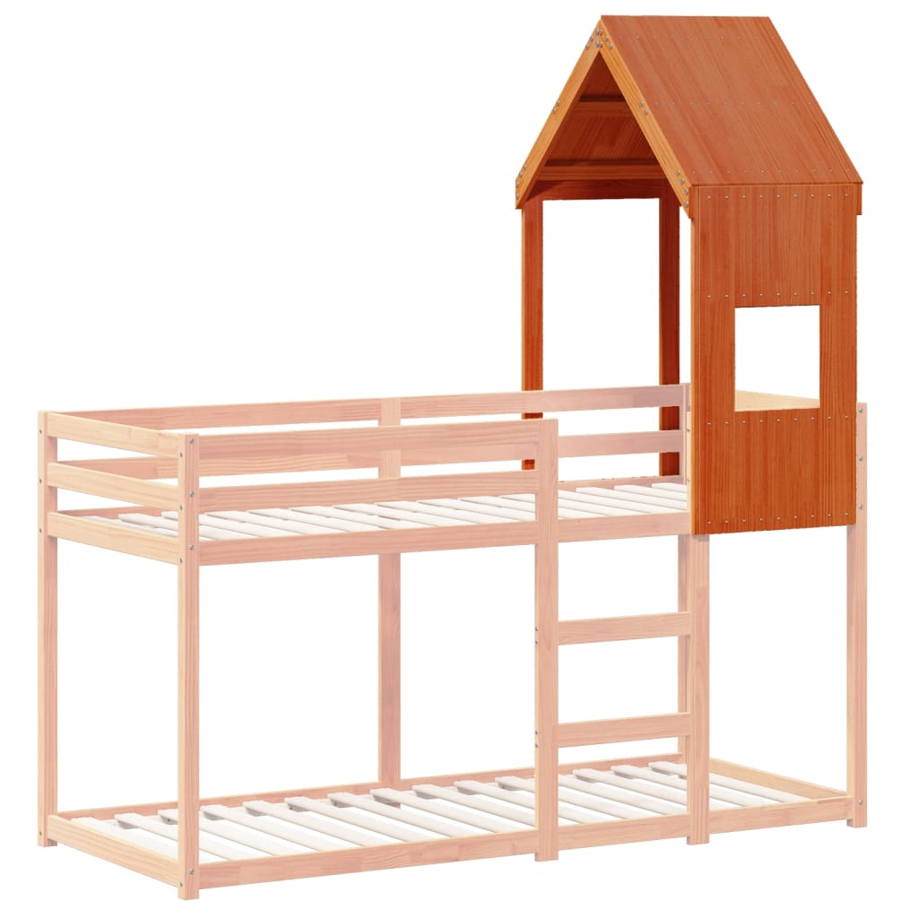 Toit pour lit enfant cire marron 55x84x132 cm bois massif
