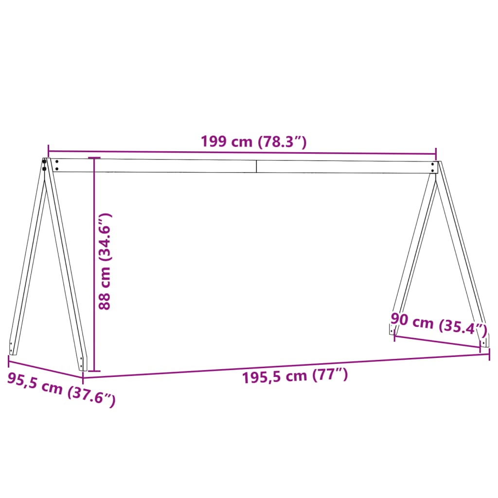 Roof for children's bed wax brown 199x95.5x88 cm solid pine wood