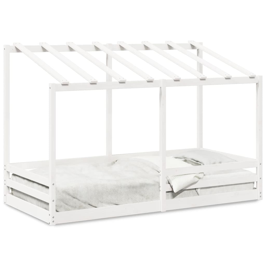Lit enfant avec toit blanc 90x200 cm en pin massif