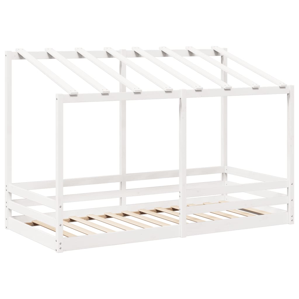 Lit enfant avec toit blanc 90x200 cm en pin massif