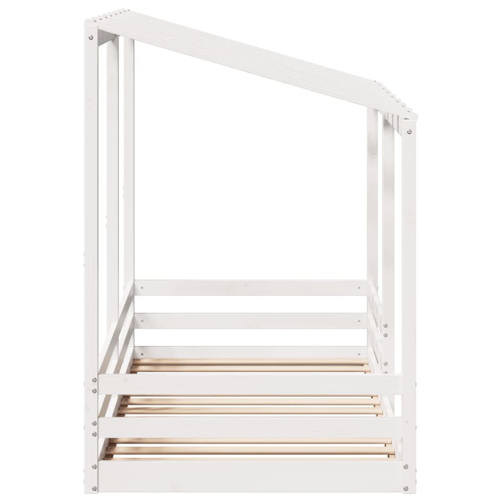 Lit enfant avec toit blanc 90x200 cm en pin massif