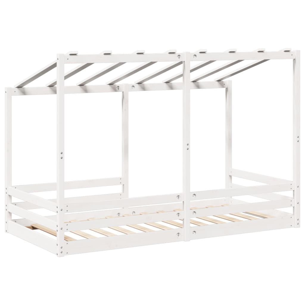 Lit enfant avec toit blanc 90x200 cm en pin massif