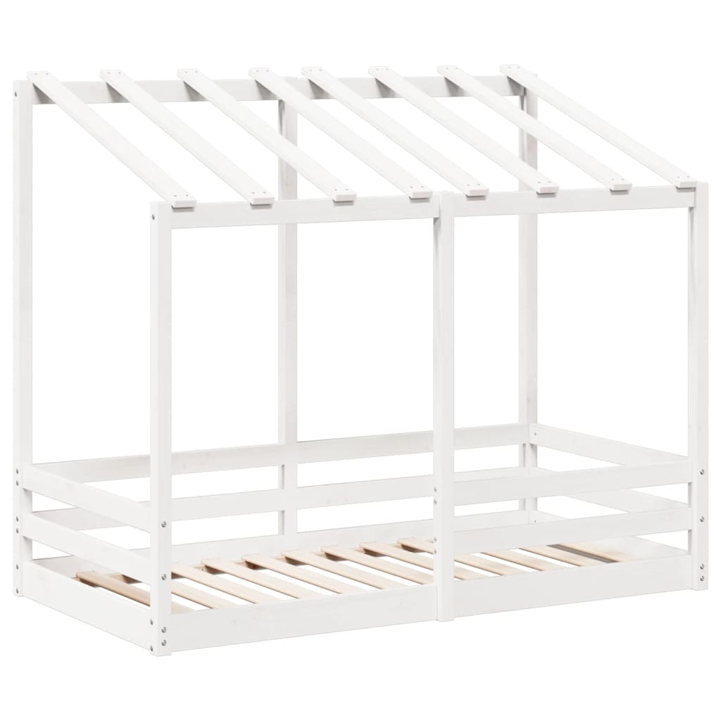 Children's bed with roof white 70x140 cm solid pine wood